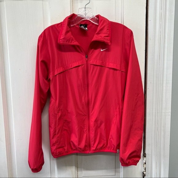 Nike zip up spring lined lightweight wind jacket coat xs pink coral color - Picture 1 of 11